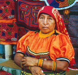 A Traditional Kuna woman in the Mola dress.