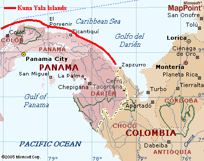 Map showing the approximate position of the Islands.